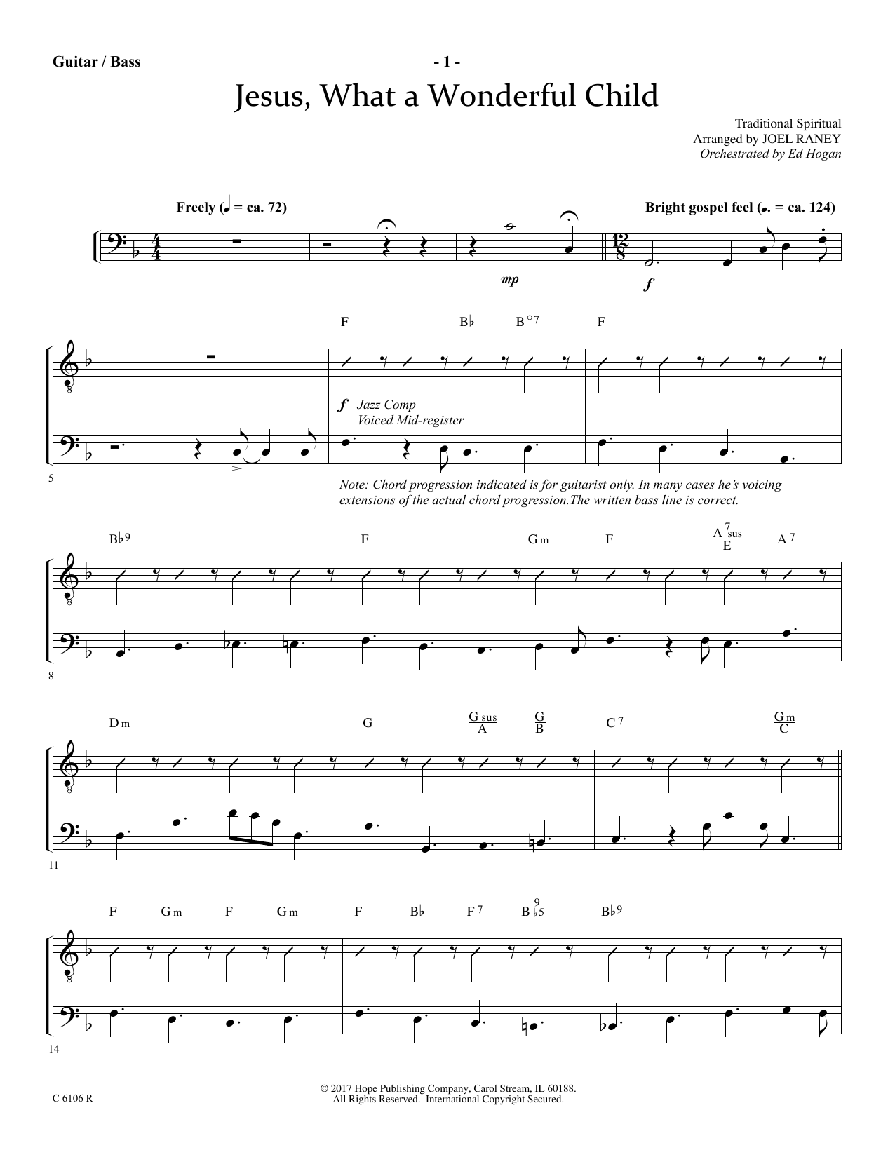 Product picture to: Jesus, What a Wonderful Child - Acoustic Guitar/Electric Bass