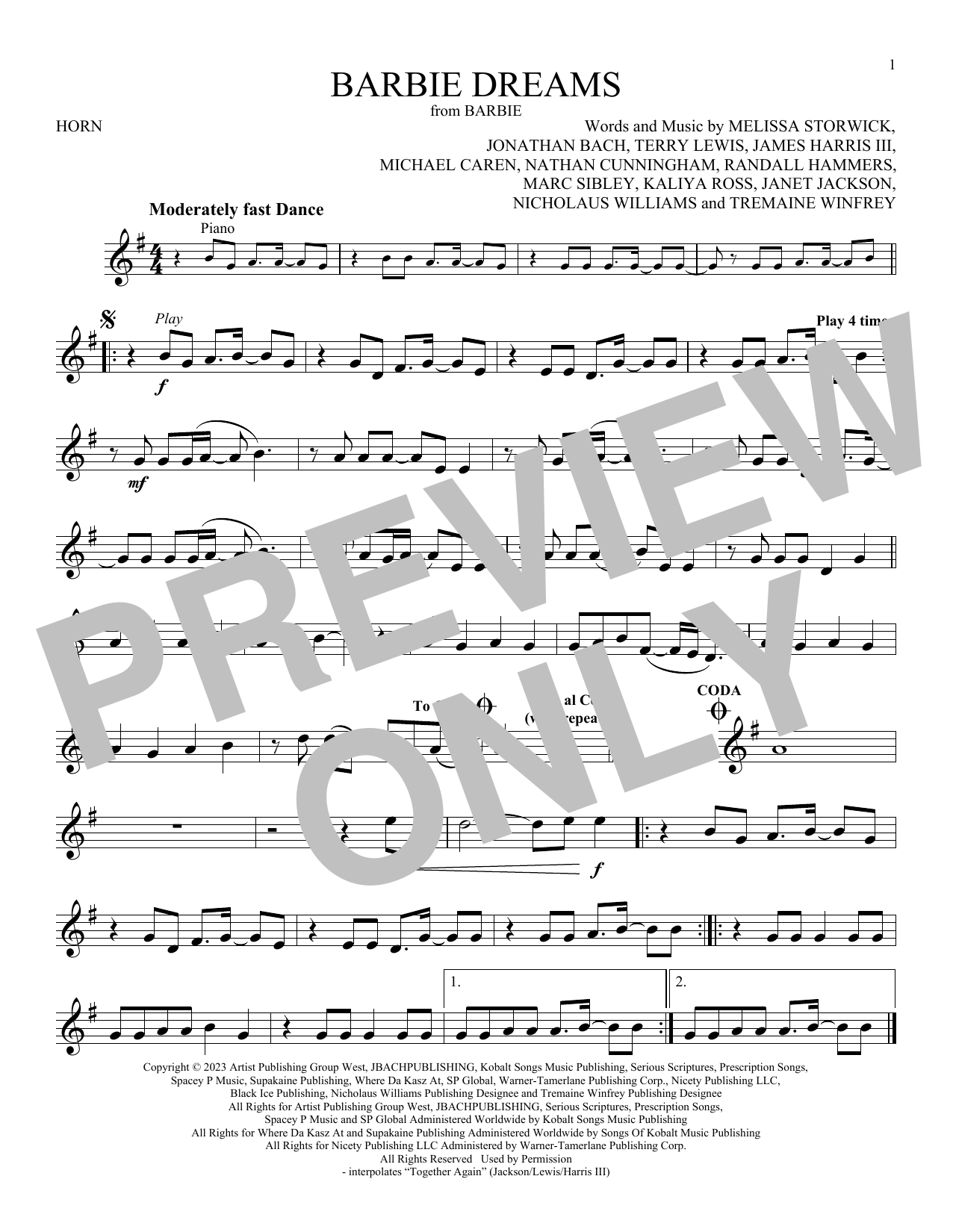 Produktgalerie: Seite 1 von 1 Barbie Dreams (from Barbie) (feat. Kaliii), FIFTY FIFTY, Horn