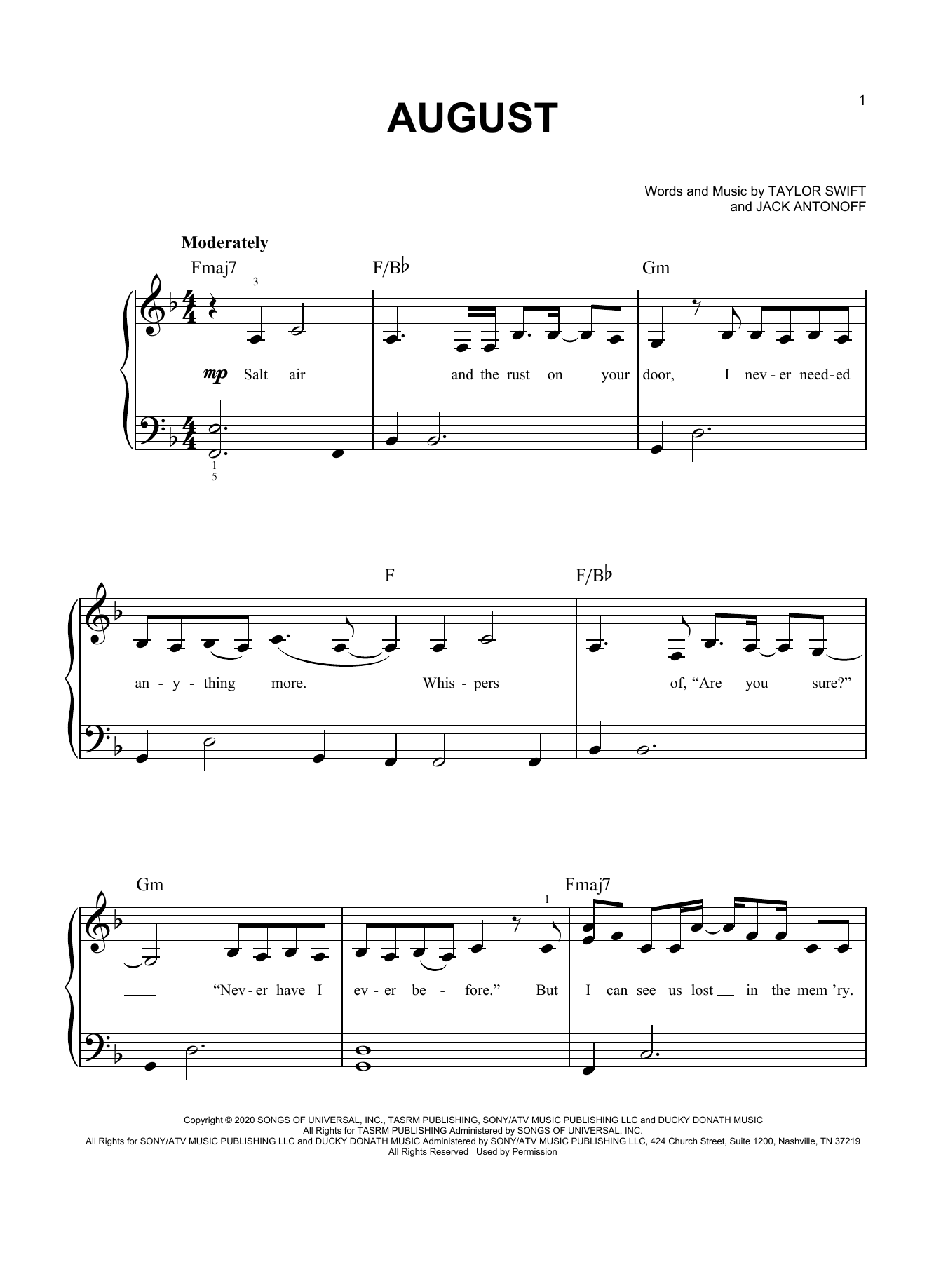 Produktgalerie: Seite 1 von 1 august, Taylor Swift, Klavier