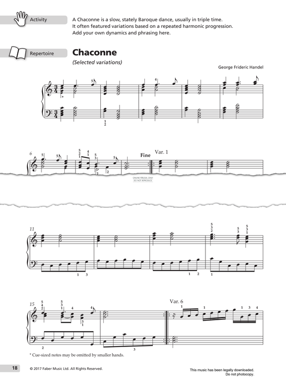 Product gallery: Page 1 of 1 Chaconne, George Frideric Handel