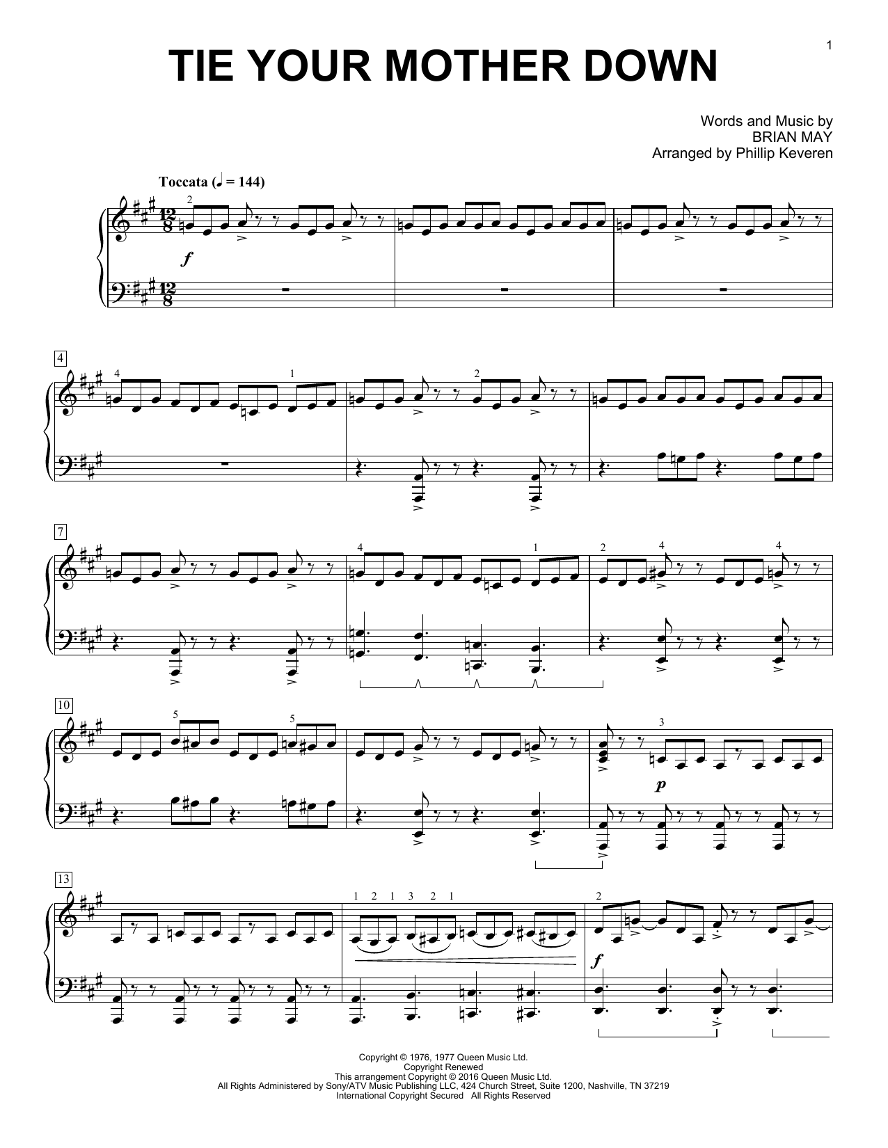 Product gallery: Page 1 of 1 Tie Your Mother Down [Classical version] (arr. Phillip Keveren), Queen