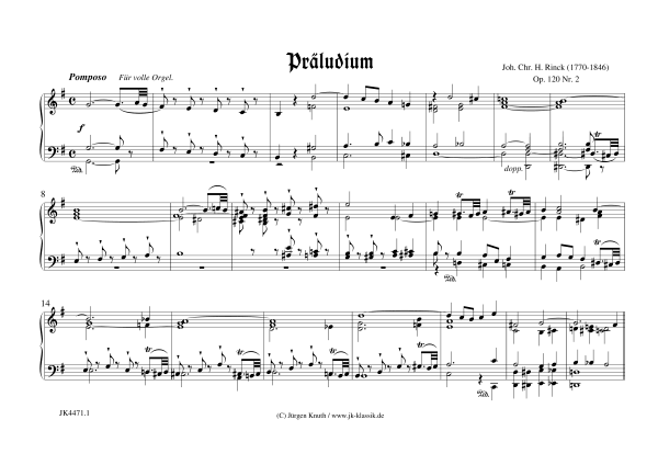 Produktbild zu: Präludium  Op.120 Nr. 2Johann Christoph Heinrich Rinck