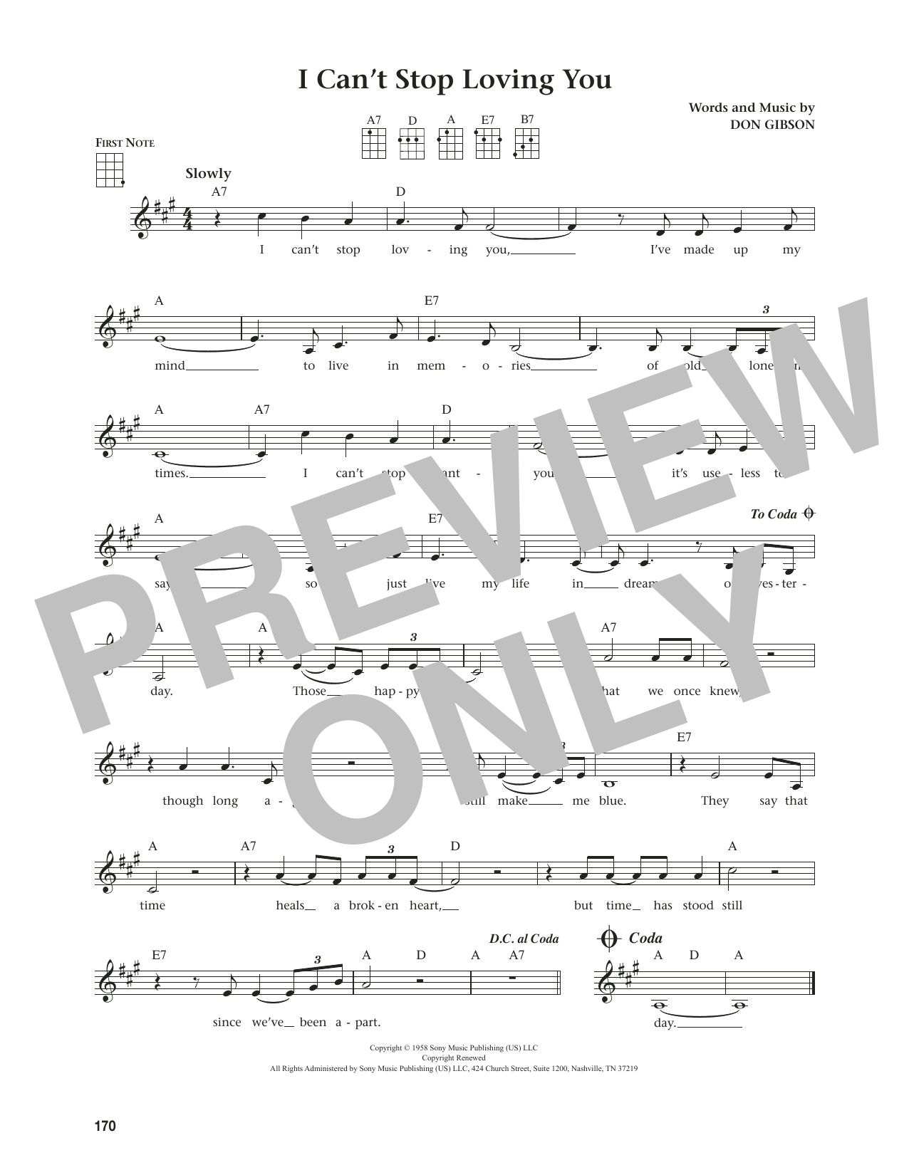 Produktgalerie: Seite 1 von 1 I Can't Stop Loving You (from The Daily Ukulele) (arr. Jim Beloff), Don Gibson, Ukulele