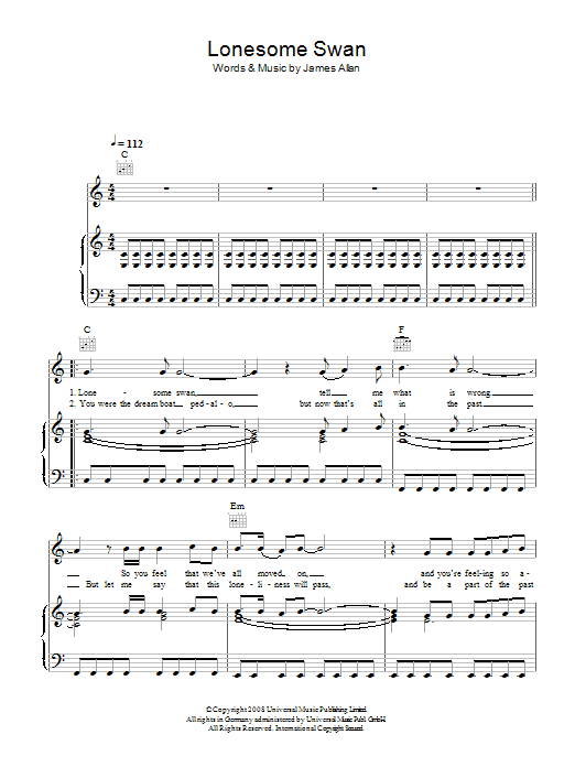 Produktgalerie: Seite 1 von 1 Lonesome Swan, Glasvegas, Gesang, Gitarre, Klavier