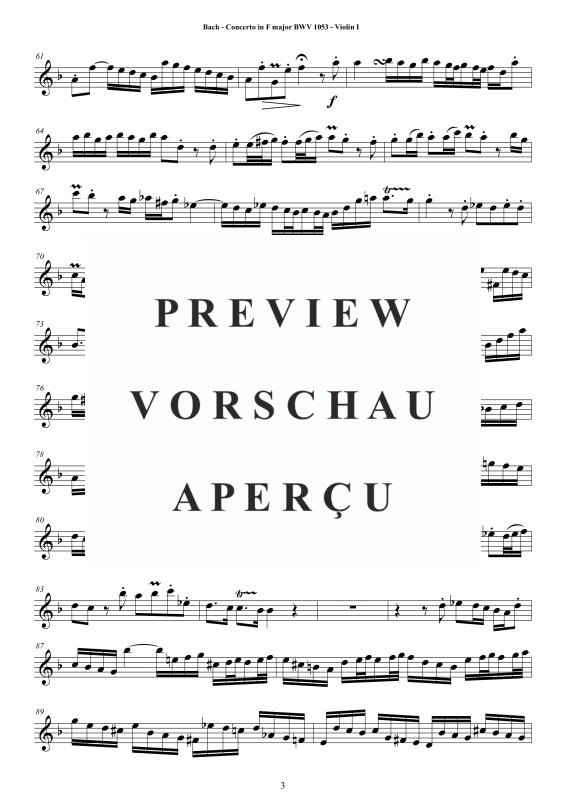 Product gallery: Page 4 of 11 Concerto in F-Dur BWV 1053, , String Quartet - Individual Parts