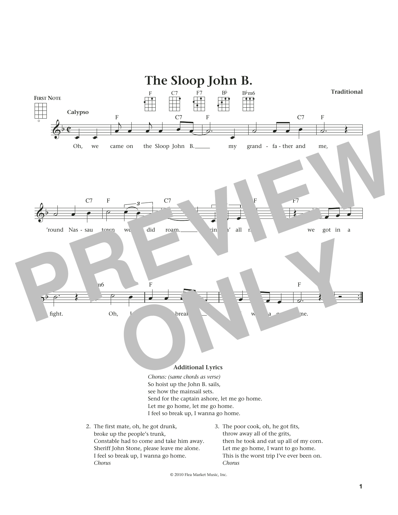 Product gallery: Page 1 of 1 Sloop John B. (from The Daily Ukulele) (arr. Liz and Jim Beloff), Traditional