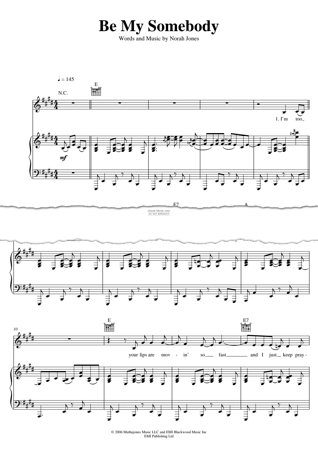 Produktgalerie: Seite 1 von 1 Be My Somebody, Norah Jones, Gesang, Gitarre, Klavier