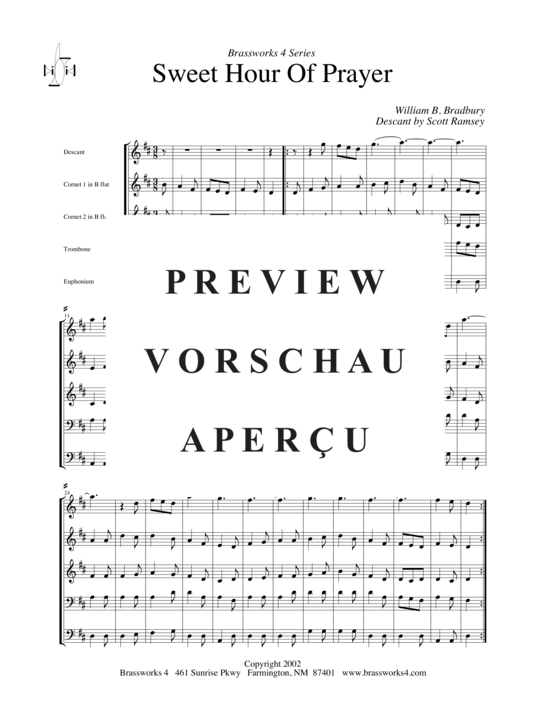 Produktgalerie: Seite 2 von 9 Sweet Hour of Prayer, , (2xTrompete in B, Horn in F, Posaune)