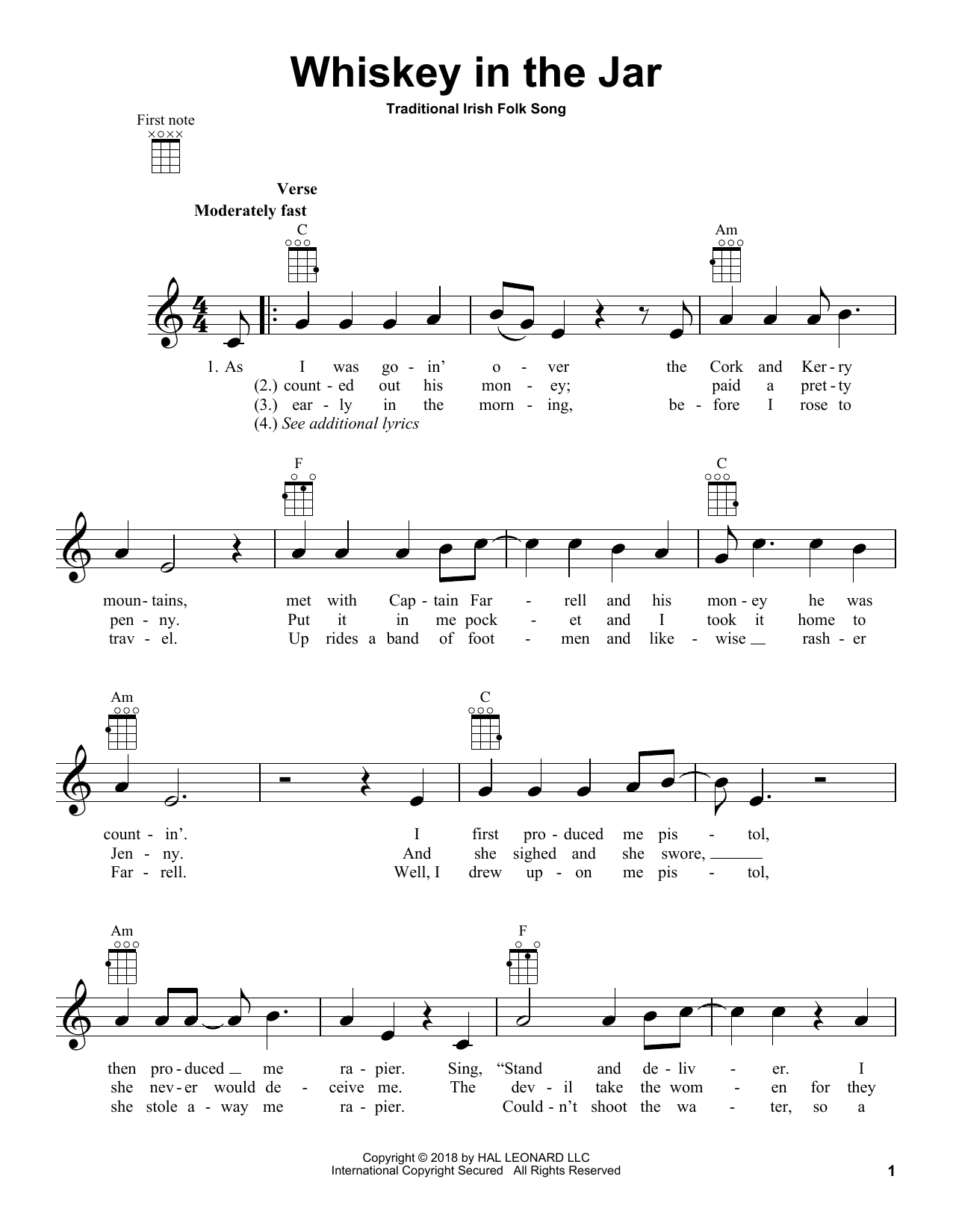 Product gallery: Page 1 of 1 Whiskey In The Jar, Traditional Irish Folk Song