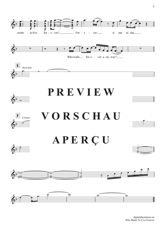 Produktgalerie: Seite 4 von 4 Who Wants To Live Forever , Queen, (Oboe)