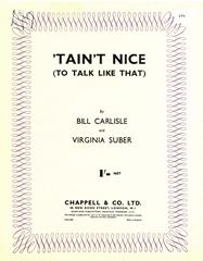 cover: 'Tain't Nice (To Talk Like That), Bill Carlisle, Gesang, Gitarre, Klavier