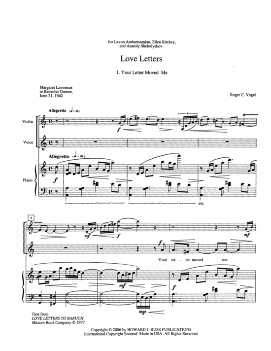 Product picture to: Love Letters Roger C. Vogel