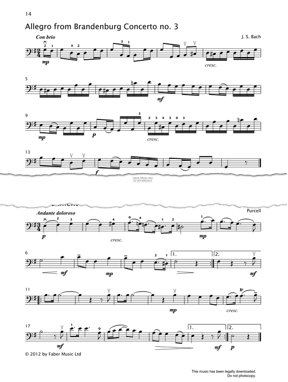 Produktgalerie: Seite 1 von 1 Allegro (from 'Brandenburg Concerto No.3), Johann Sebastian Bach, Violoncello