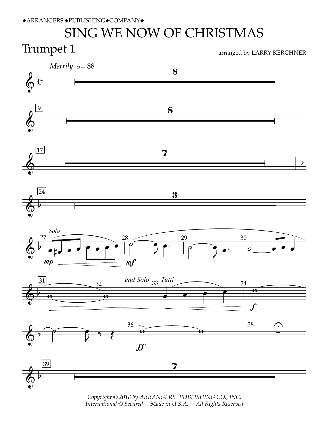 Product picture to: Sing We Now of Christmas (arr. Larry Kerchner) - Bb Trumpet 1