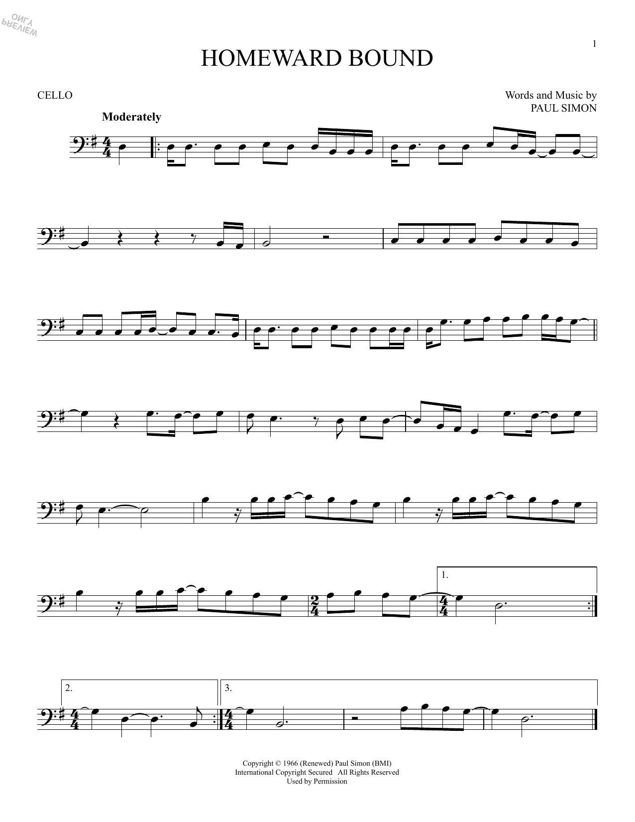 Produktgalerie: Seite 1 von 1 Homeward Bound, Simon & Garfunkel, Violoncello