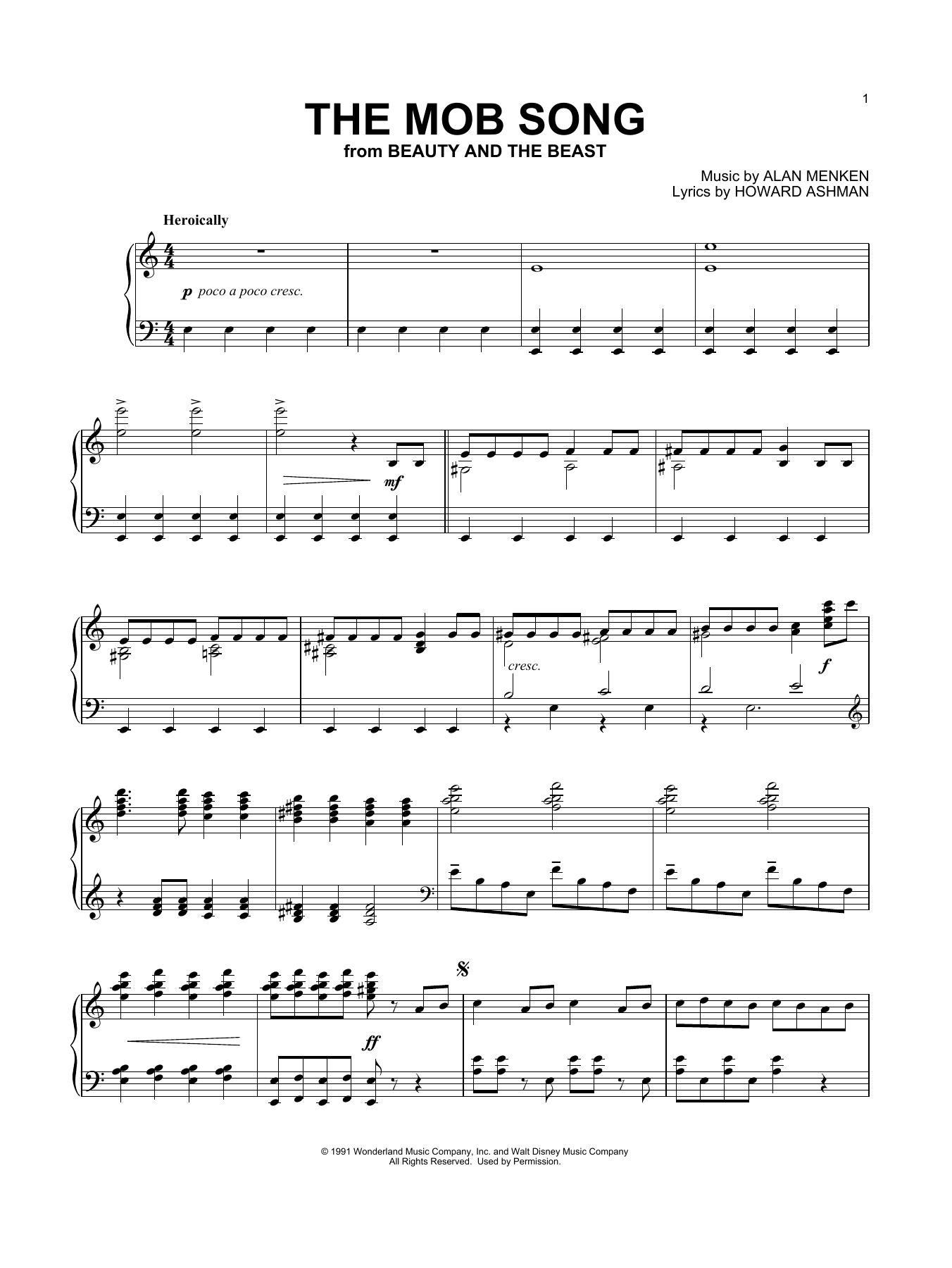 Product gallery: Page 1 of 1 The Mob Song (from Beauty And The Beast), Beauty and the Beast Cast