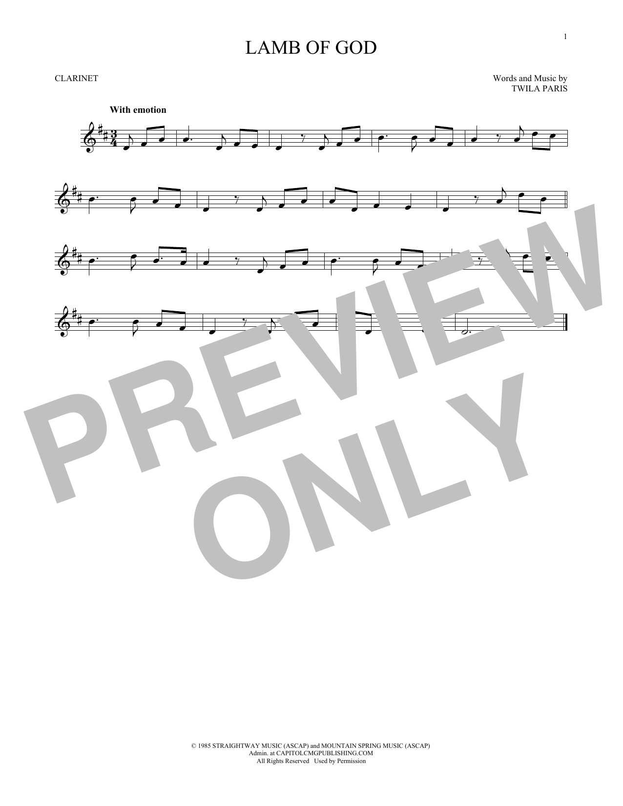 Product gallery: Page 1 of 1 Lamb Of God, Twila Paris