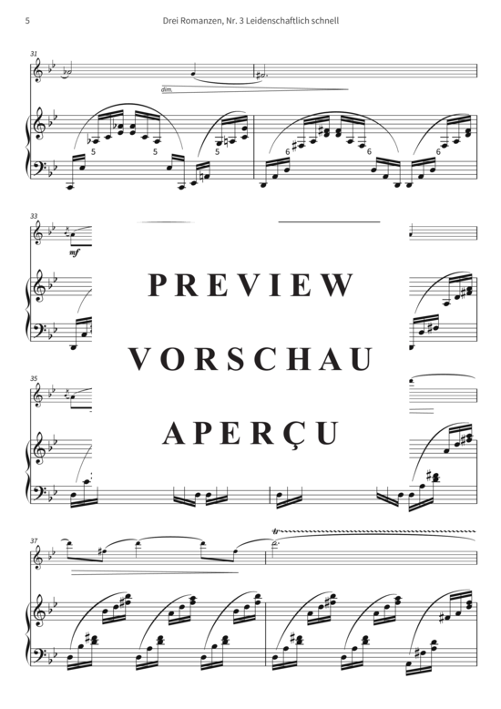 gallery: Drei Romanzen, Nr. 3 Leidenschaftlich schnell - op. 22 III, Joseph Joachim freundschaftlichst gewidmet , , (Violine + Klavier)