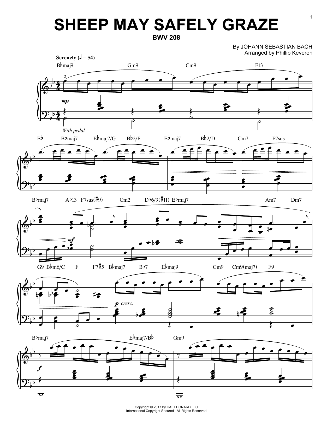 Produktgalerie: Seite 1 von 1 Sheep May Safely Graze, BWV 208 [Jazz version] (arr. Phillip Keveren), Johann Sebastian Bach, Klavier
