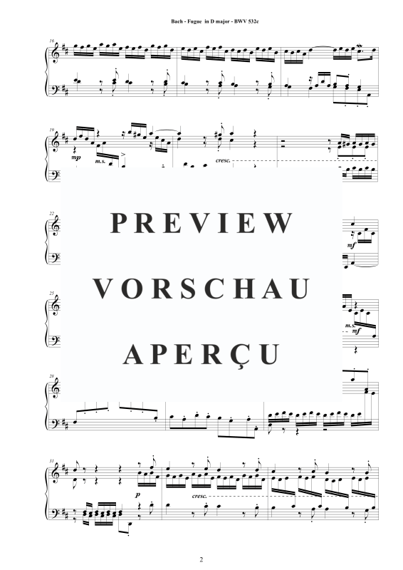 Produktgalerie: Seite 3 von 9 Fuge in D-Dur BWV 532c - Piano Version, , Klavier Solo