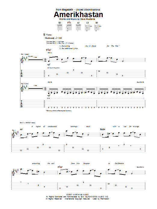 Produktgalerie: Seite 1 von 1 Amerikhastan, Megadeth, Gitarre