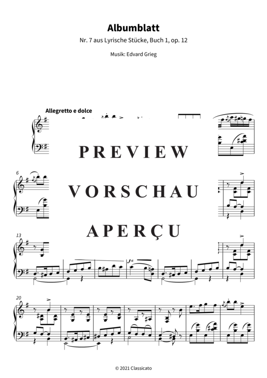 Product gallery: Page 4 of 5 Albumblatt - Nr. 7 aus Lyrische Stücke, Buch 1, op. 12 , , Piano Solo