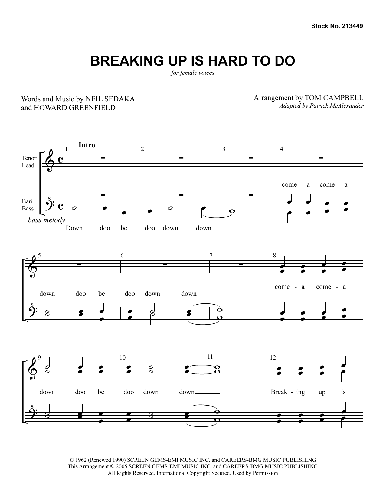 Product gallery: Page 1 of 1 Breaking Up Is Hard To Do (arr. Tom Campbell), Neil Sedaka
