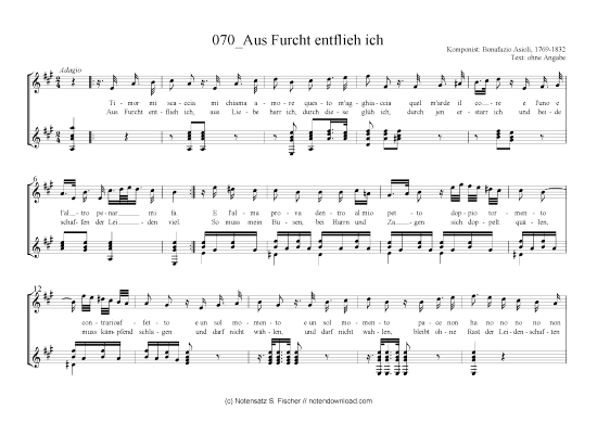 Produktbild zu: Aus Furcht entflieh ich Bonafazio Asioli, 1769-1832 