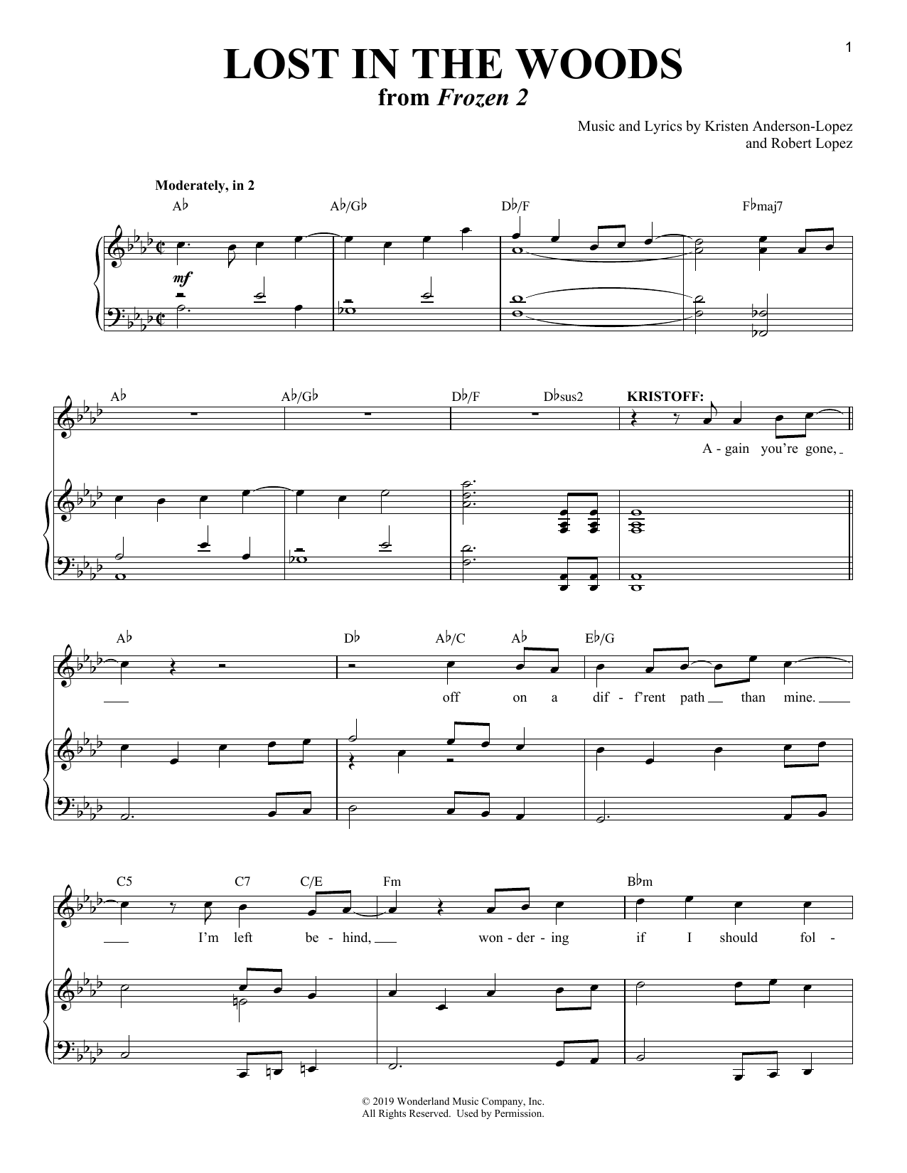 Produktbild zu: Lost In The Woods (from Disney's Frozen 2)