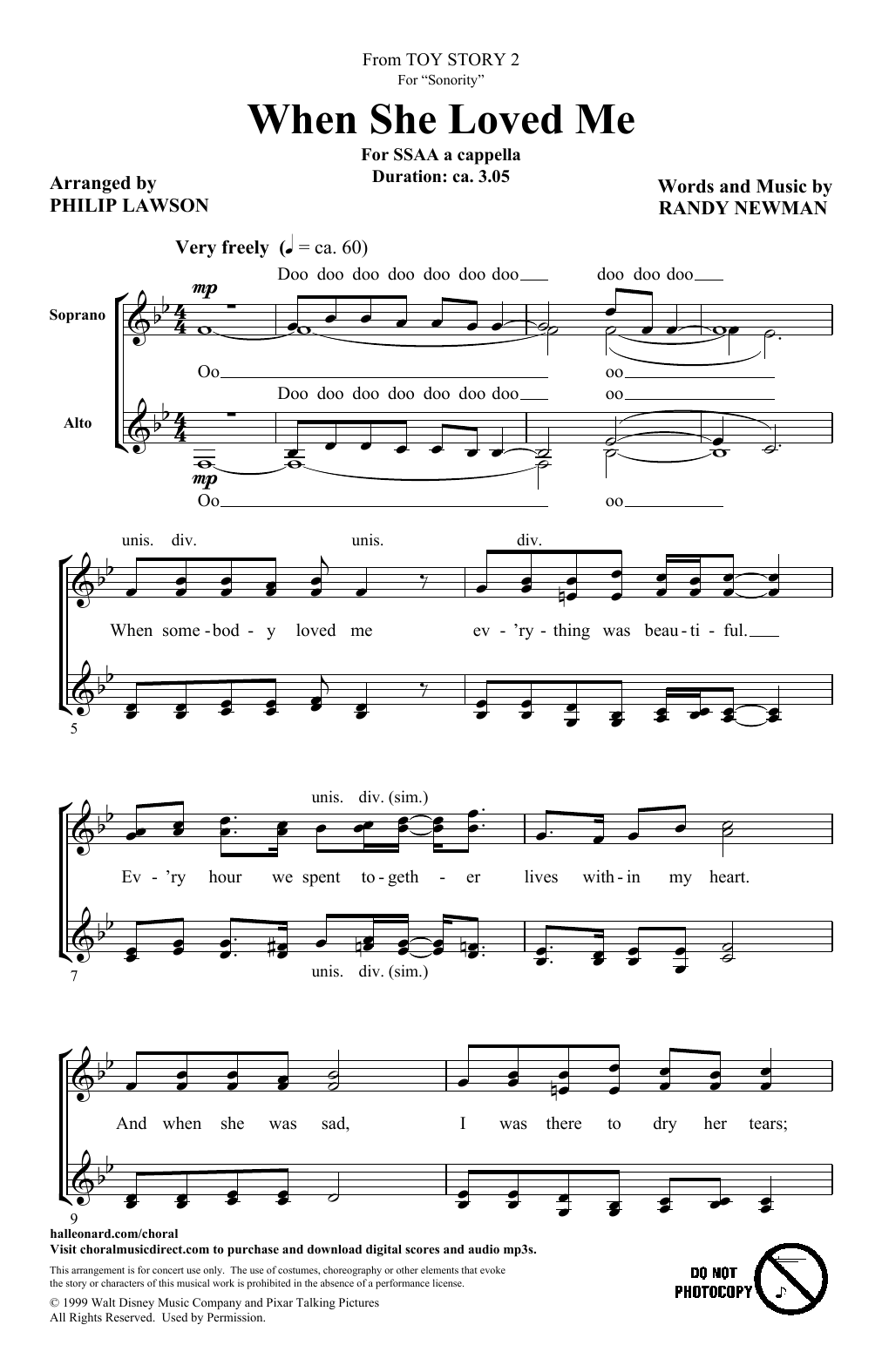 Produktgalerie: Seite 1 von 1 When She Loved Me (from Toy Story 2) (arr. Philip Lawson), Sarah McLachlan, Chor