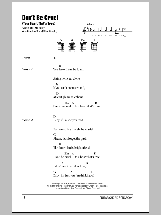 Produktgalerie: Seite 1 von 1 Don't Be Cruel (To A Heart That's True), Elvis Presley, Gitarre