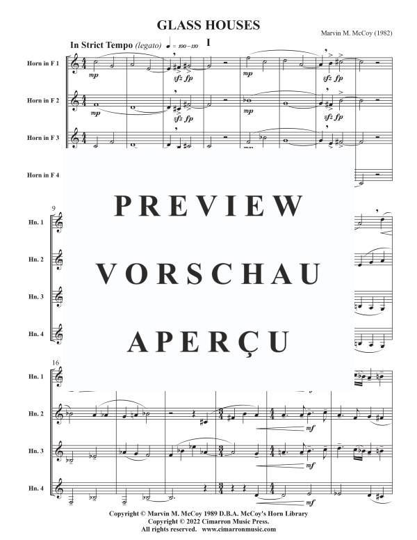 Produktgalerie: Seite 3 von 11 Glass Houses, , Horn Quartett