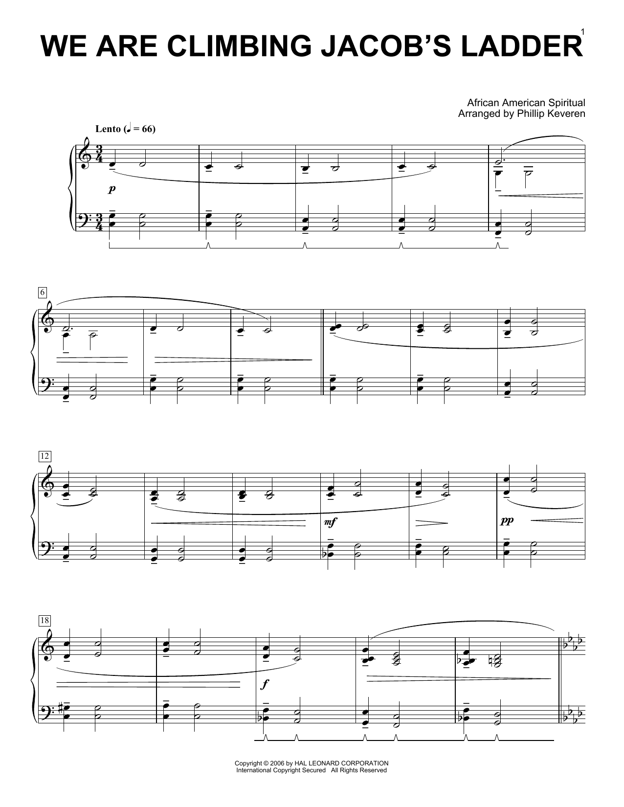 Product gallery: Page 1 of 1 We Are Climbing Jacob's Ladder (arr. Phillip Keveren), Traditional Spiritual