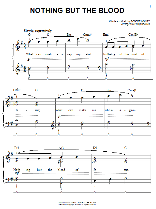 Produktbild zu: Nothing But The Blood (arr. Phillip Keveren)