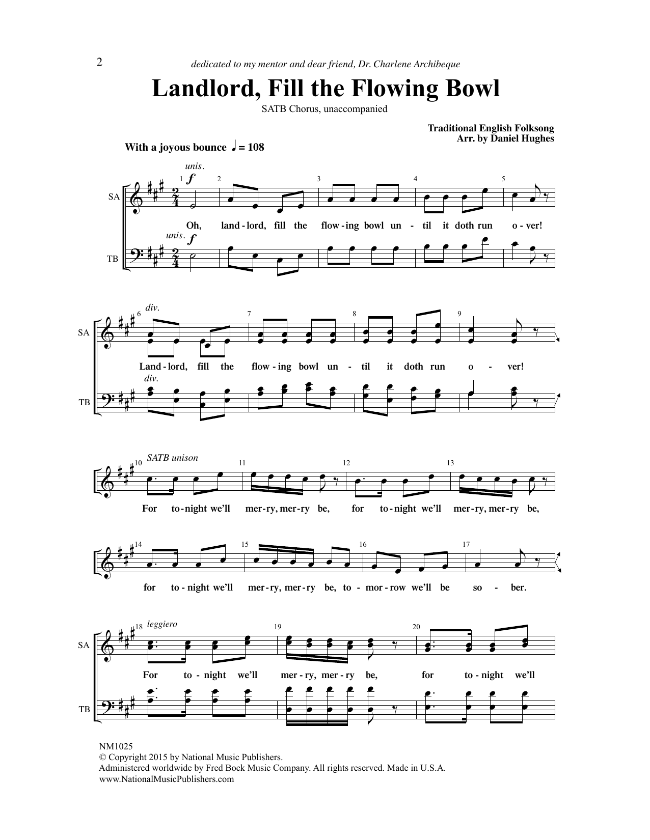 Product picture to: Landlord, Fill The Flowing Bowl (arr. Daniel Hughes)