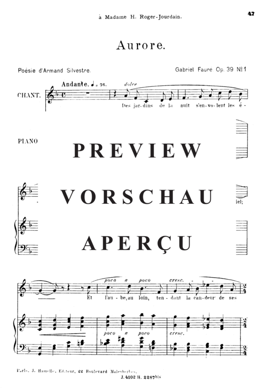 Product gallery: Page 2 of 5 Aurore Op.39 No.1, , Medium Voice and Piano