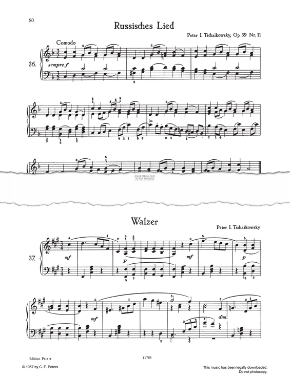 Produktgalerie: Seite 1 von 1 Russian Song F-major, Pyotr Ilyich Tchaikovsky, Klavier