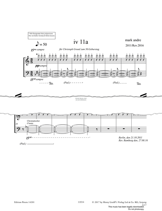 Produktgalerie: Seite 1 von 1 iv 11, Mark Andre, Klavier