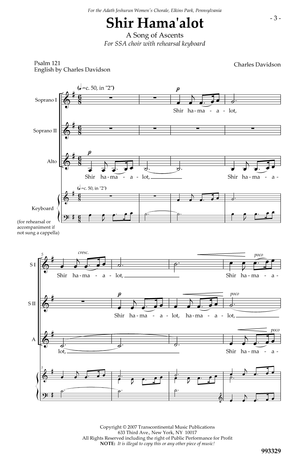 Produktgalerie: Seite 1 von 1 Shir Hama'alot (A Song of Ascents), Charles Davidson, Chor