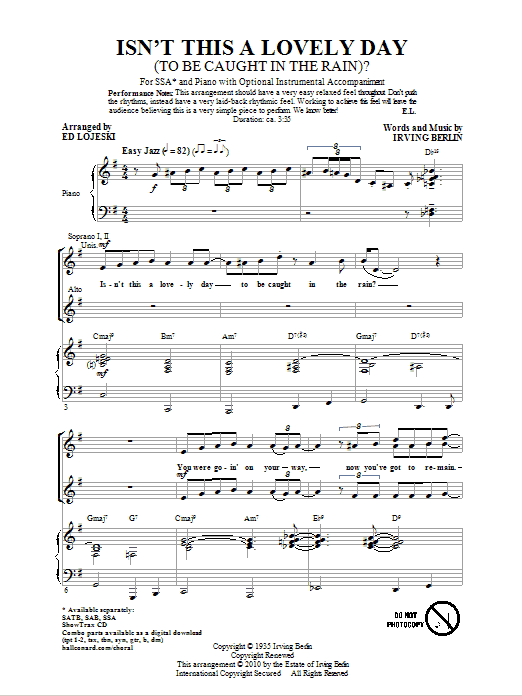 Produktgalerie: Seite 1 von 1 Isn't This A Lovely Day (To Be Caught In The Rain?), Ed Lojeski, Chor