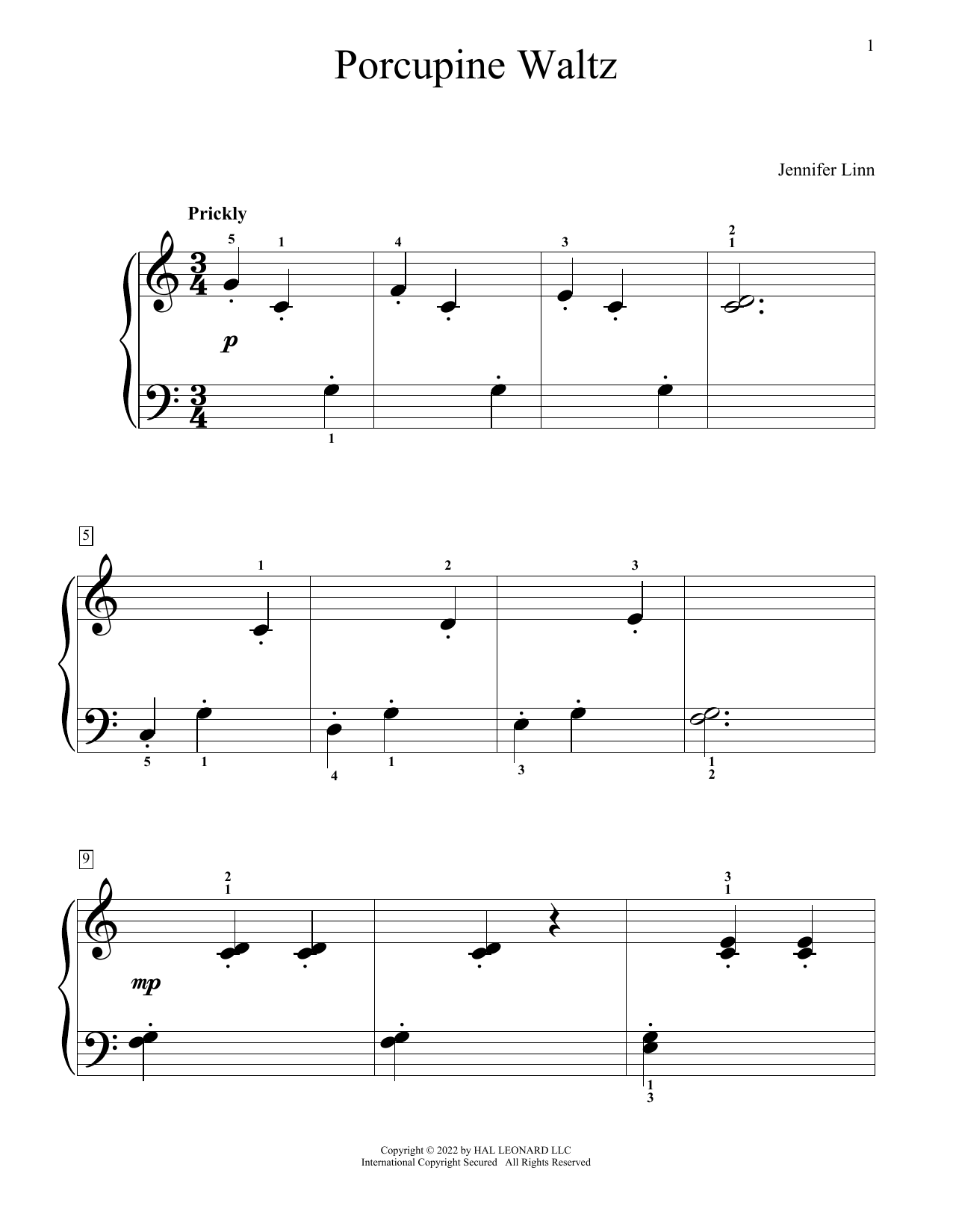 Produktgalerie: Seite 1 von 1 Porcupine Waltz, Jennifer Linn, Klavier