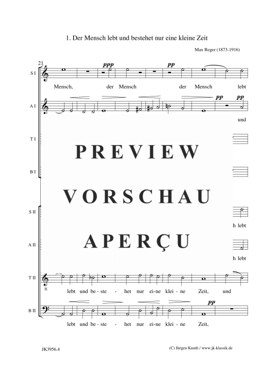gallery: Der Mensch lebt und bestehet nur eine kleine Zeit Op.138, No.1, , (Gemischter Chor 8-stimmig SSAATTBB)