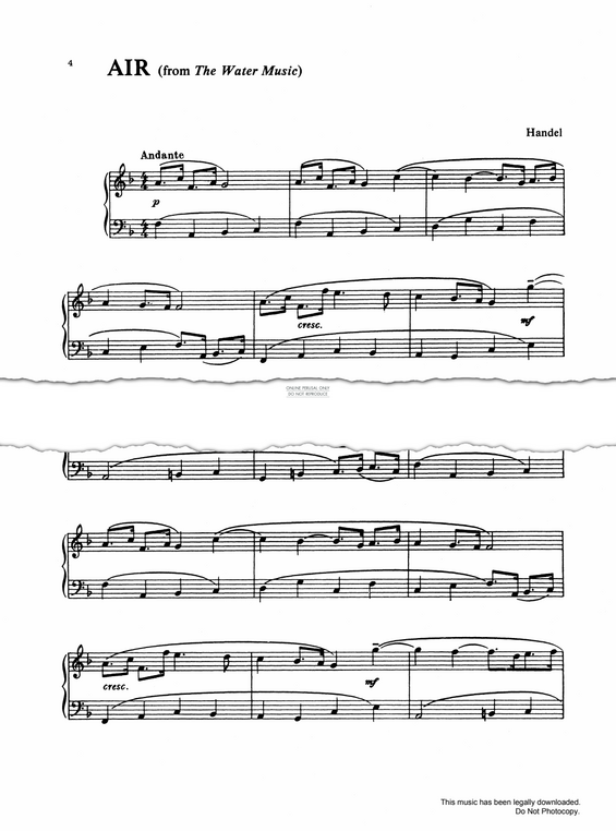 Produktgalerie: Seite 1 von 1 Air (from The Water Music), George Frideric Handel, Klavier