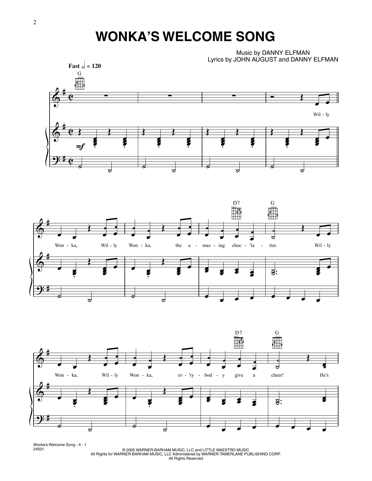 Product picture to: Wonka's Welcome Song (from Charlie And The Chocolate Factory)