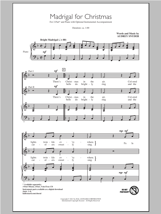 Product gallery: Page 1 of 1 Madrigal For Christmas, Audrey Snyder