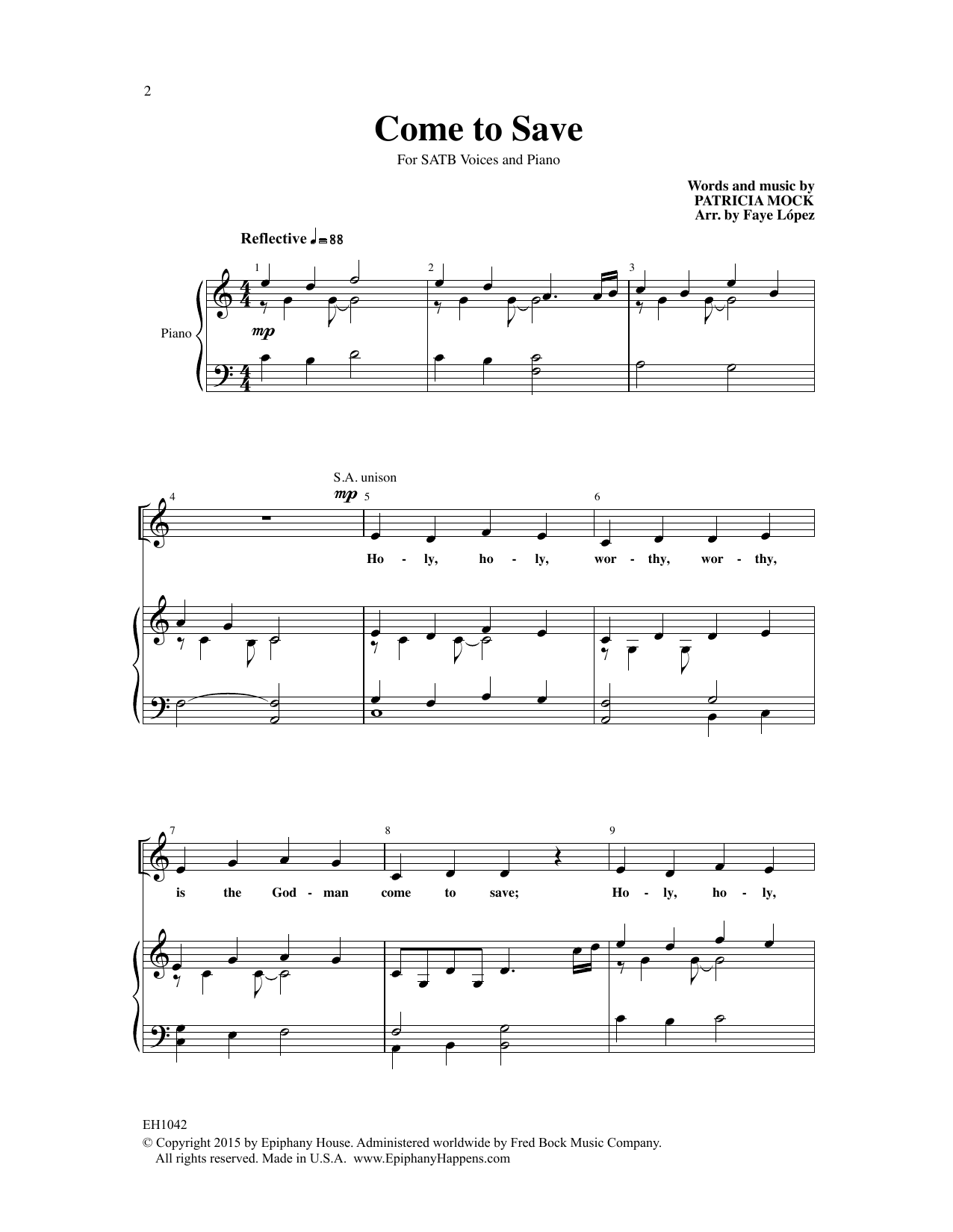 Product picture to: Come To Save (arr. Faye Lopez)