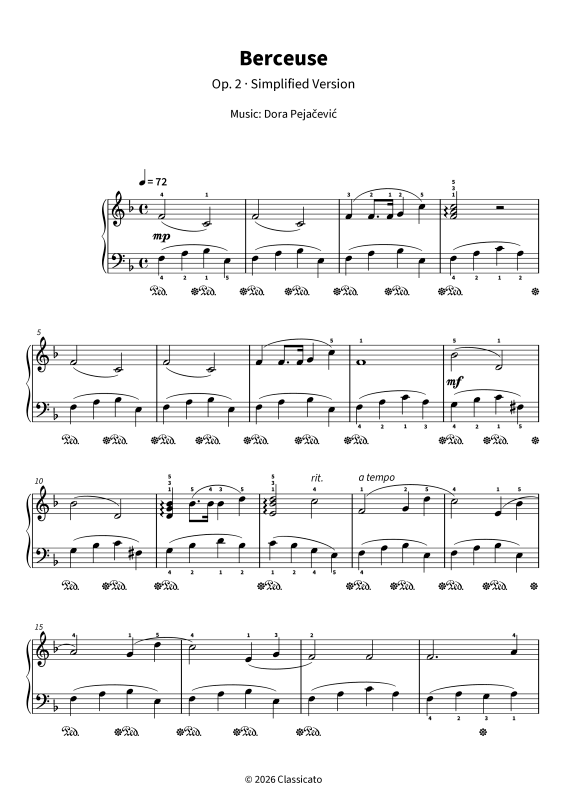 Produktgalerie: Seite 1 von 6 Berceuse - Op. 2 · Simplified Version, , Klavier Solo