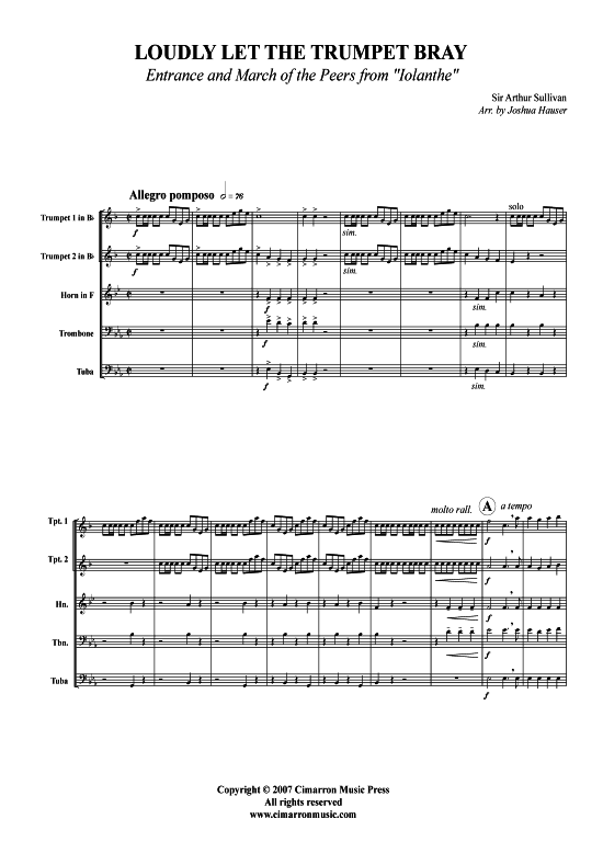 Produktbild zu: Loudly Let the Trumpet Bray Arthur Sullivan