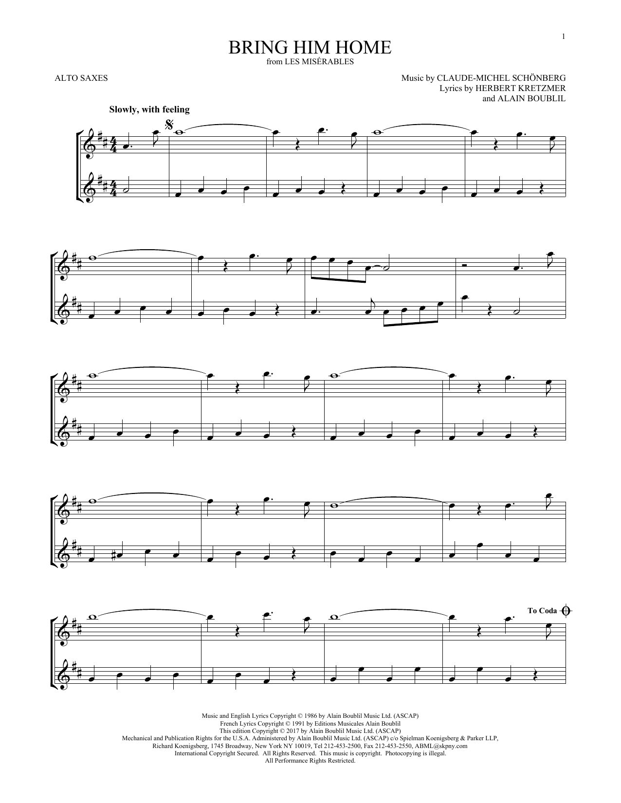 Product gallery: Page 1 of 1 Bring Him Home, Claude-Michel Schönberg