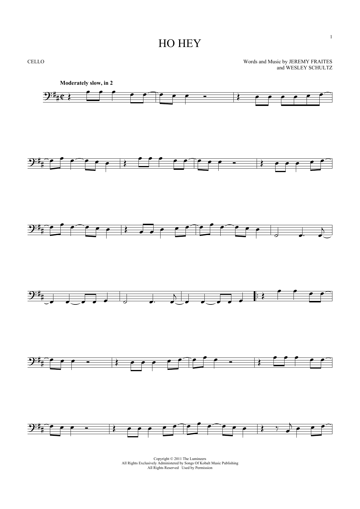 Produktgalerie: Seite 1 von 1 Ho Hey, The Lumineers, Violoncello